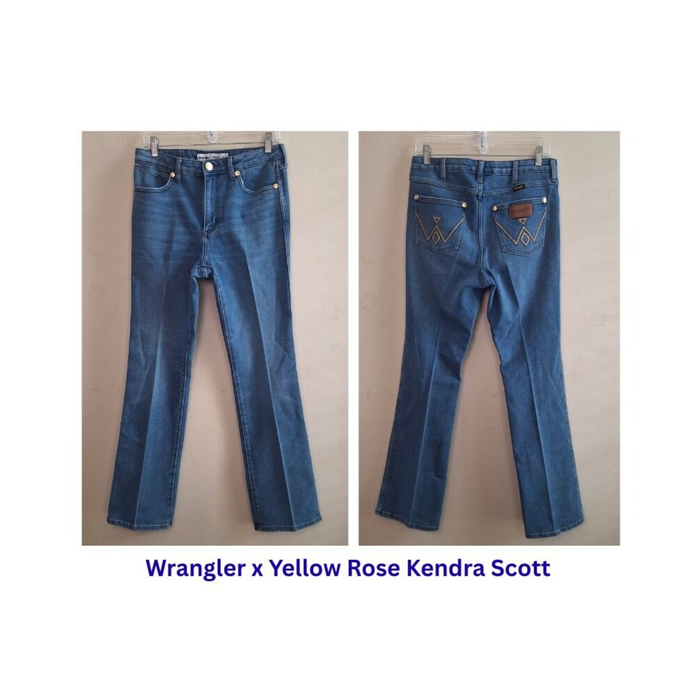 Wrangler  Yellow Rose Kendra Scott Bootcut Jean Blue Women 30 Western Rodeo Boho